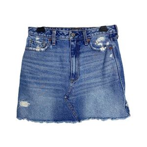 Abercrombie & Fitch Natural Rise Denim Distressed Skirt